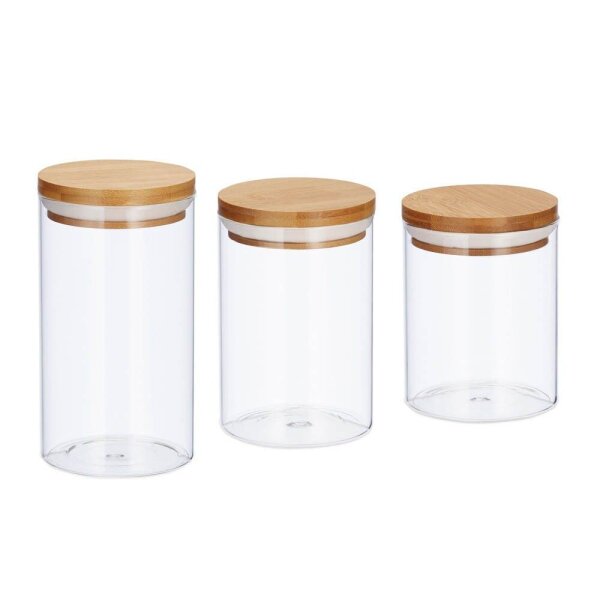 relaxdays Vorratsdosen-Set transparent 0,5/0,7/1,0 l, 1 Set