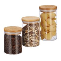 relaxdays Vorratsdosen-Set transparent 0,5/0,7/1,0 l, 1 Set