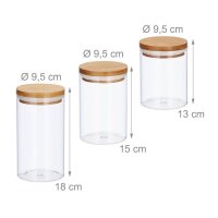 relaxdays Vorratsdosen-Set transparent 0,5/0,7/1,0 l, 1 Set