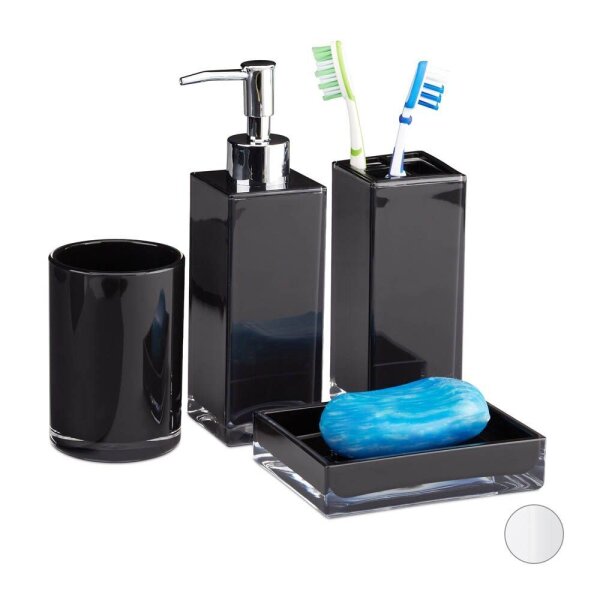 relaxdays Badaccessoires-Set schwarz, 1 Set