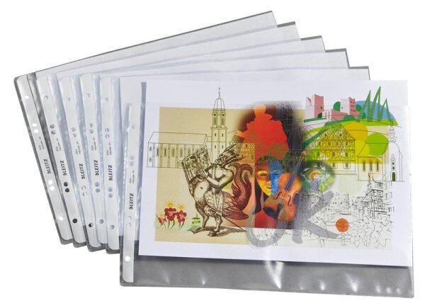 LEITZ Prospekthüllen 4724 DIN A4 quer transparent genarbt 0,13 mm, 50 St.