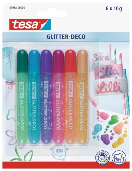 tesa Glitter Deco Candy Colors Klebestifte 10,0 g, 6 St.