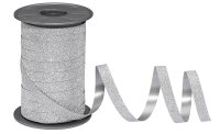 PRÄSENT Geschenkband POLY GLITTER Glitter silber 10,0 mm x 100,0 m