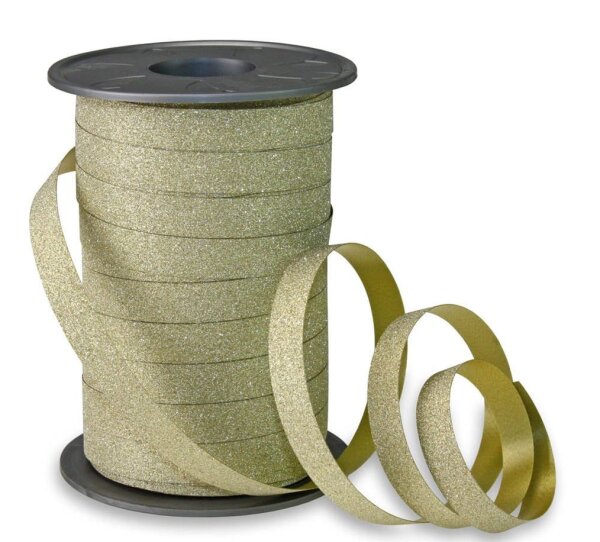 PRÄSENT Geschenkband POLY GLITTER Glitter gold 10,0 mm x 100,0 m