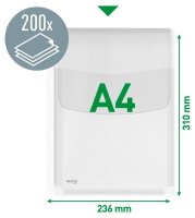 LEITZ Prospekthüllen DIN A4 transparent genarbt 0,17...