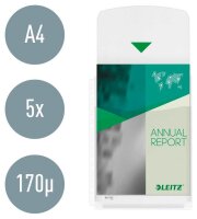 LEITZ Prospekthüllen DIN A4 transparent genarbt 0,17 mm, 5 St.