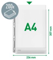 LEITZ Prospekthüllen DIN A4 transparent genarbt 0,17...