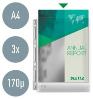 LEITZ Prospekthüllen DIN A4 transparent genarbt 0,17 mm, 3 St.