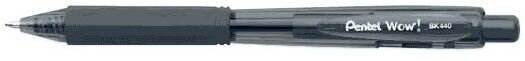 Pentel Kugelschreiber BK440 schwarz/transparent, Schreibfarbe: schwarz, 1 St.