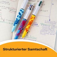 BIC 4-Farben-Kugelschreiber Velours mehrfarbig, Schreibfarbe: blau, schwarz, grün, rot, 1 St.