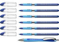 AKTION: Schneider Kugelschreiber Slider Basic blau/transparent, Schreibfarbe: blau, 6 St. + GRATIS Slider Kugelschreiber Rave XB, blau