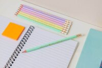 BIC EVOLUTION PASTEL Bleistifte HB rosa, lila, grün, gelb mit Radierer, 10 St.
