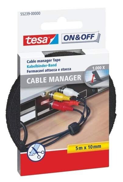 tesa Klettband schwarz 500,0 cm x 1,0 cm, 1 St.