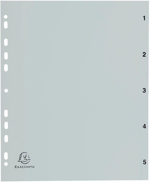 Exacompta Ordnerregister DIN A4 Vollformat 1-5 grau 5-teilig, 1 Satz