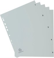 Exacompta Ordnerregister DIN A4 Vollformat 1-5 grau 5-teilig, 1 Satz