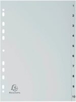 Exacompta Ordnerregister DIN A4 Vollformat 1-10 grau...