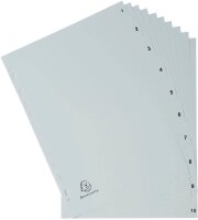 Exacompta Ordnerregister DIN A4 Vollformat 1-10 grau 10-teilig, 1 Satz