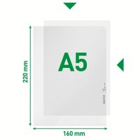 LEITZ Sichthüllen 4005 Standard DIN A5 transparent genarbt 0,13 mm, 100 St.