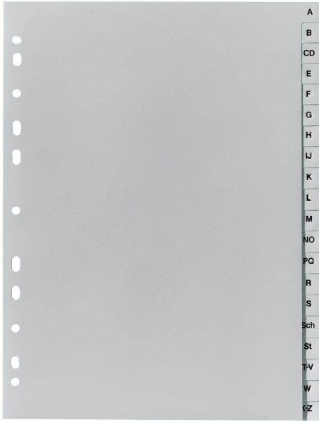 Exacompta Ordnerregister DIN A4 Vollformat A-Z grau 20-teilig, 1 Satz