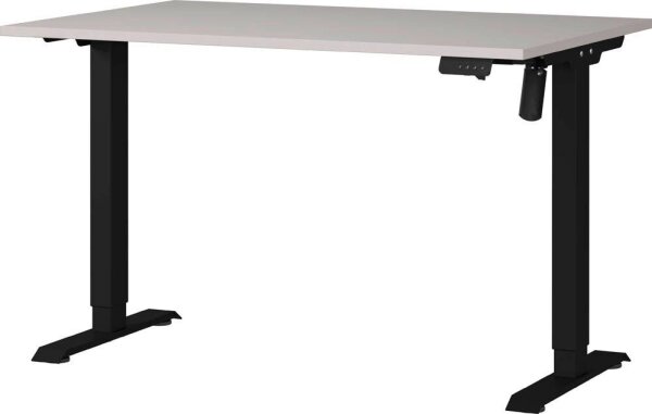 GERMANIA Boras höhenverstellbarer Schreibtisch kaschmir rechteckig, T-Fuß-Gestell schwarz 120,0 x 80,0 cm