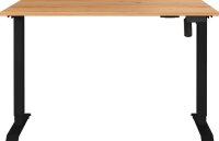 GERMANIA Boras höhenverstellbarer Schreibtisch navarra-eiche rechteckig, T-Fuß-Gestell schwarz 120,0 x 80,0 cm