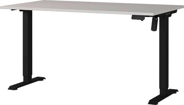GERMANIA Boras höhenverstellbarer Schreibtisch kaschmir rechteckig, T-Fuß-Gestell schwarz 140,0 x 80,0 cm