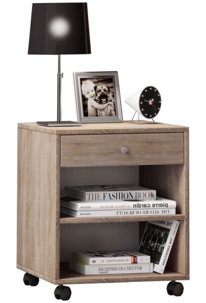 VCM my home Rolda Nachttisch rechteckig Spanplatte eiche 45,0 x 38,0 x 54,0 cm, 1 St.