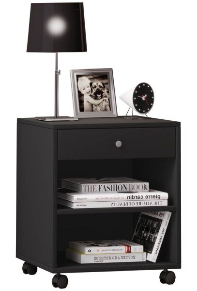 VCM my home Rolda Nachttisch rechteckig Spanplatte schwarz 45,0 x 38,0 x 54,0 cm, 1 St.