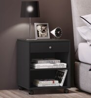 VCM my home Rolda Nachttisch rechteckig Spanplatte schwarz 45,0 x 38,0 x 54,0 cm, 1 St.