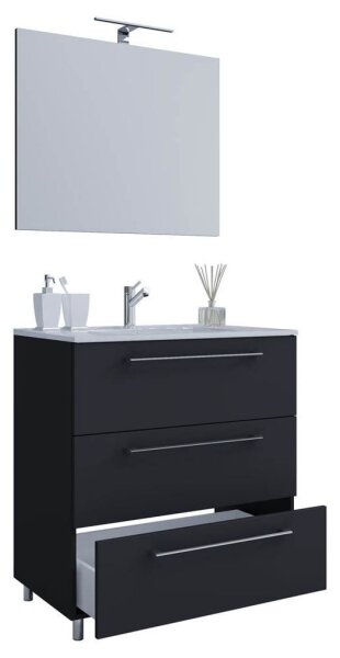 VCM my bath Badmöbel-Set 3-teilig Schubo 914349 schwarz 60,0 x 46,0 x 86,0 cm