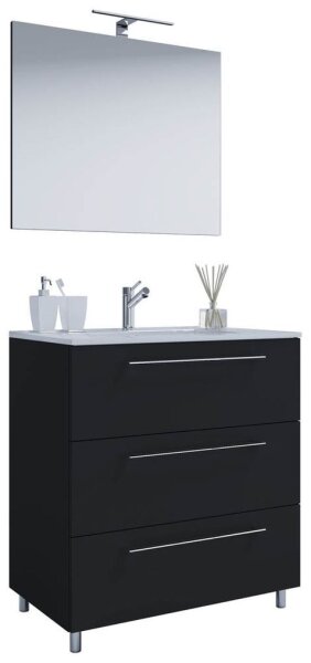 VCM my bath Badmöbel-Set 3-teilig Schubo 914352 schwarz 80,0 x 46,0 x 86,0 cm