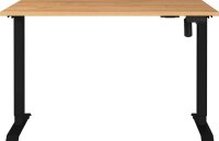 GERMANIA Boras höhenverstellbarer Schreibtisch grandson-eiche rechteckig, T-Fuß-Gestell schwarz 120,0 x 80,0 cm