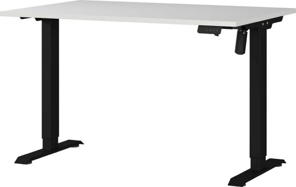 GERMANIA Boras höhenverstellbarer Schreibtisch lichtgrau rechteckig, T-Fuß-Gestell schwarz 120,0 x 80,0 cm