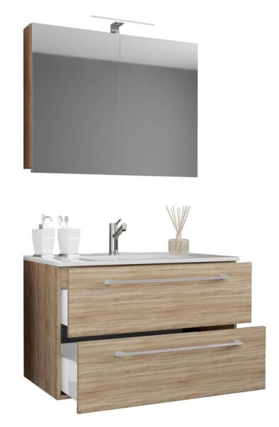 VCM my bath Badmöbel-Set 3-teilig Badinos 914335 sonoma-eiche 80,0 x 46,0 x 50,0 cm