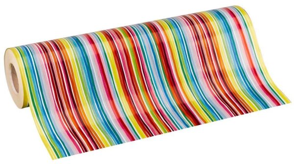 JUNG SCHÖNER VERPACKEN Geschenkpapier Louisdor Streifen mehrfarbig, 20,0 m