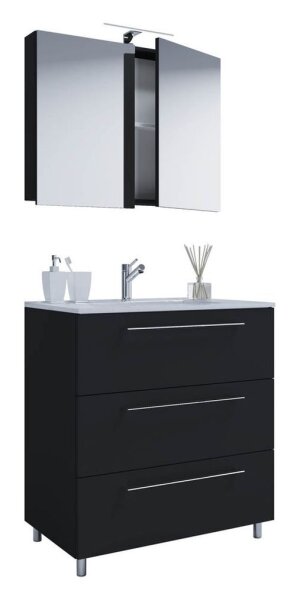 VCM my bath Badmöbel-Set 3-teilig Schubo 914355 schwarz 60,0 x 46,0 x 86,0 cm