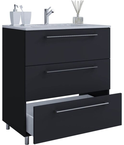 VCM my bath Badmöbel-Set 2-teilig Schubo 914851 schwarz 60,0 x 46,0 x 86,0 cm