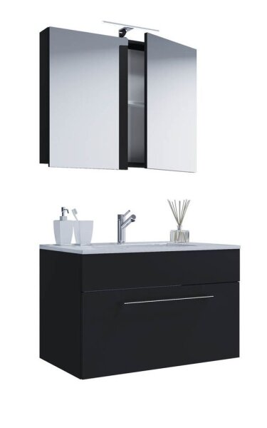 VCM my bath Badmöbel-Set 3-teilig Badinos 914815 schwarz 60,0 x 46,0 x 50,0 cm