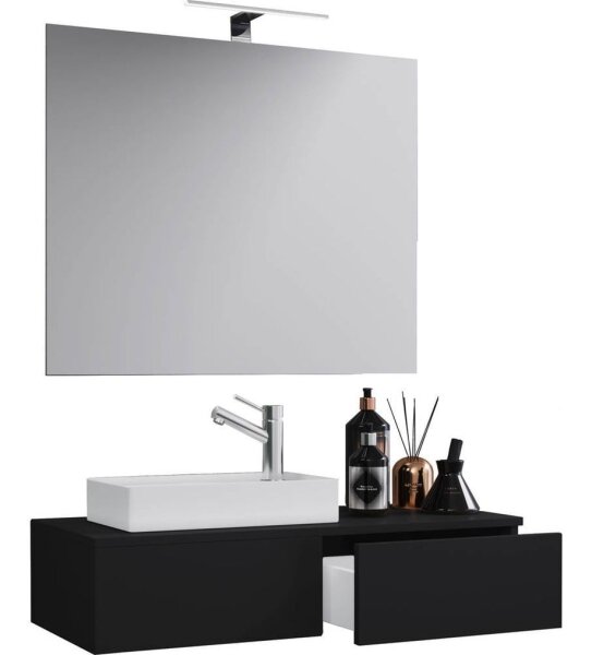 VCM my bath Badmöbel-Set 3-teilig Gudas 914833 schwarz 85,0 x 35,0 x 29,5 cm