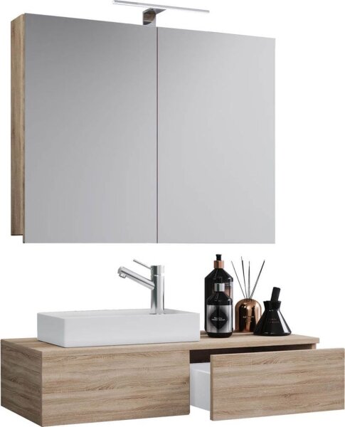 VCM my bath Badmöbel-Set 3-teilig Gudas 914837 sonoma-eiche 85,0 x 35,0 x 14,0 cm
