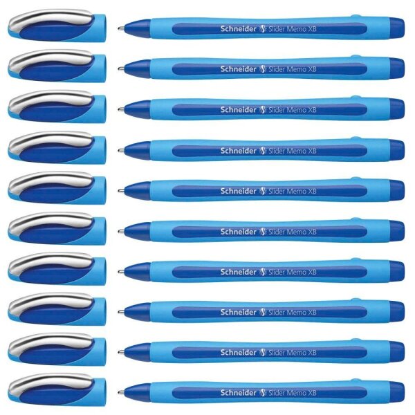 Schneider Kugelschreiber Slider Memo hellblau/dunkelblau, Schreibfarbe: blau, 10 St.