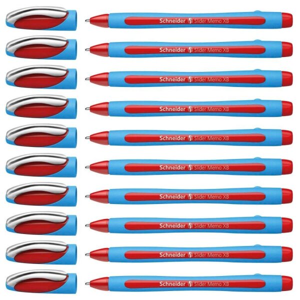Schneider Kugelschreiber Slider Memo hellblau/rot, Schreibfarbe: rot, 10 St.
