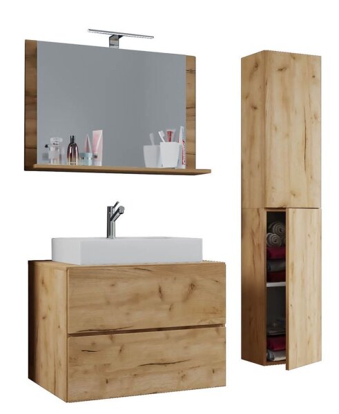 VCM my bath Badmöbel-Set 4-teilig Lendas L 915206 honig-eiche 94,0 x 46,0 x 150,0 cm