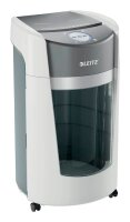 LEITZ IQ OptiMax Office 550 Aktenvernichter mit Partikelschnitt P-5, 2 x 15 mm, bis 10 Blatt, weiß