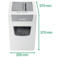 LEITZ IQ Slim Office Aktenvernichter mit Partikelschnitt P-4, 4 x 28 mm, bis 12 Blatt, weiß