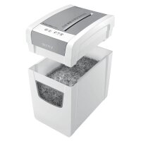 LEITZ IQ Slim Office Aktenvernichter mit Partikelschnitt P-4, 4 x 28 mm, bis 12 Blatt, weiß