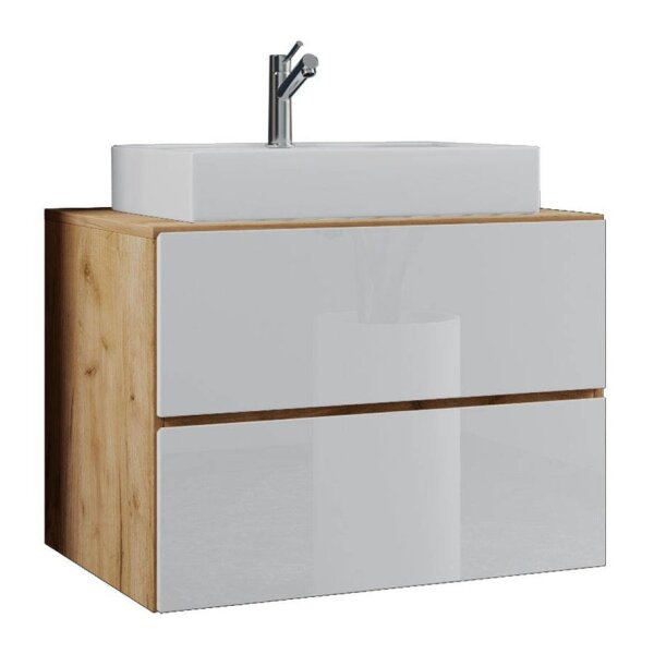 VCM my bath Badmöbel-Set 2-teilig Lendas S 915283 honig-eiche, weiß 61,0 x 51,4 x 69,0 cm