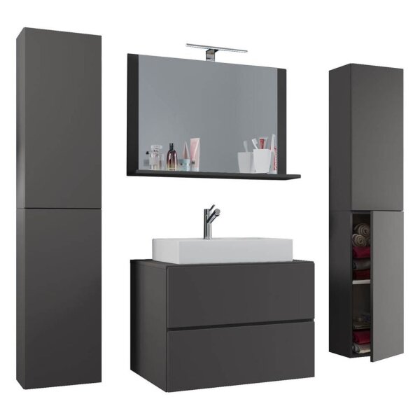 VCM my bath Badmöbel-Set 5-teilig Lendas XL 915217 anthrazit 147,0 x 52,0 x 150,0 cm