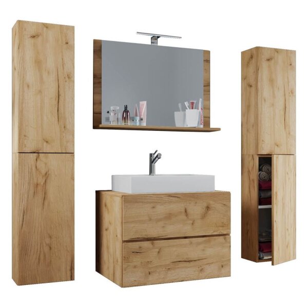 VCM my bath Badmöbel-Set 5-teilig Lendas XL 915215 honig-eiche 147,0 x 52,0 x 150,0 cm