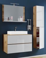 VCM my bath Badmöbel-Set 4-teilig Lendas L 915295 honig-eiche, weiß 94,0 x 46,0 x 150,0 cm